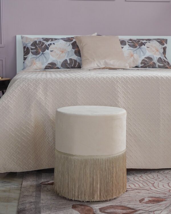 Pouf Malibù In Velluto Con Frange Elegante