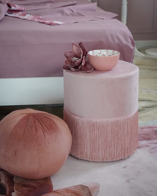 Pouf Malibù In Velluto Con Frange Elegante-12170