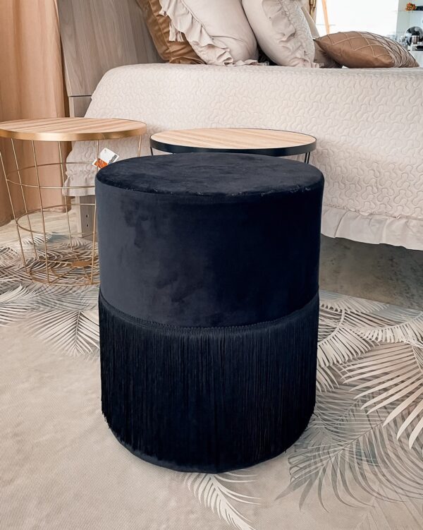 Pouf Malibù In Velluto Con Frange Elegante