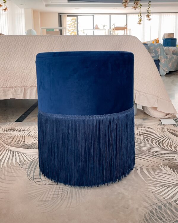 Pouf Malibù In Velluto Con Frange Elegante