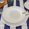 Servizio di Piatti Colore Latte con Bordo in Rilievo Preziosa Home 18 Pezzi