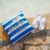 Cuscino Arredo Tema Mare In Velluto Stampato Oro