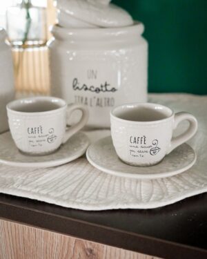 Set 2 Tazzine da Caffè Beige Con Dedica Linea Rich