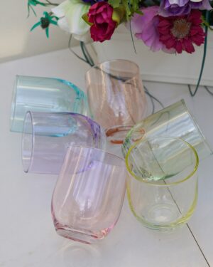 Set da 6 Bicchieri Retró in Vetro Colori Pastello