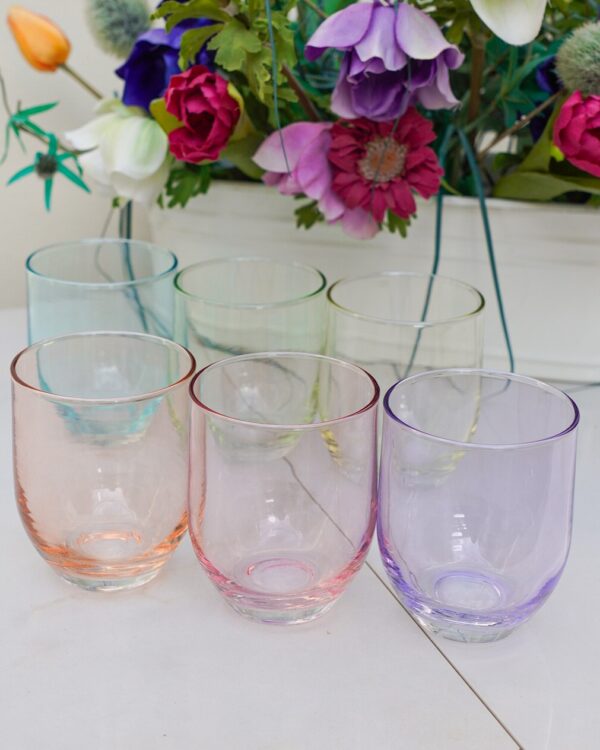 Set da 6 Bicchieri Retró in Vetro Colori Pastello