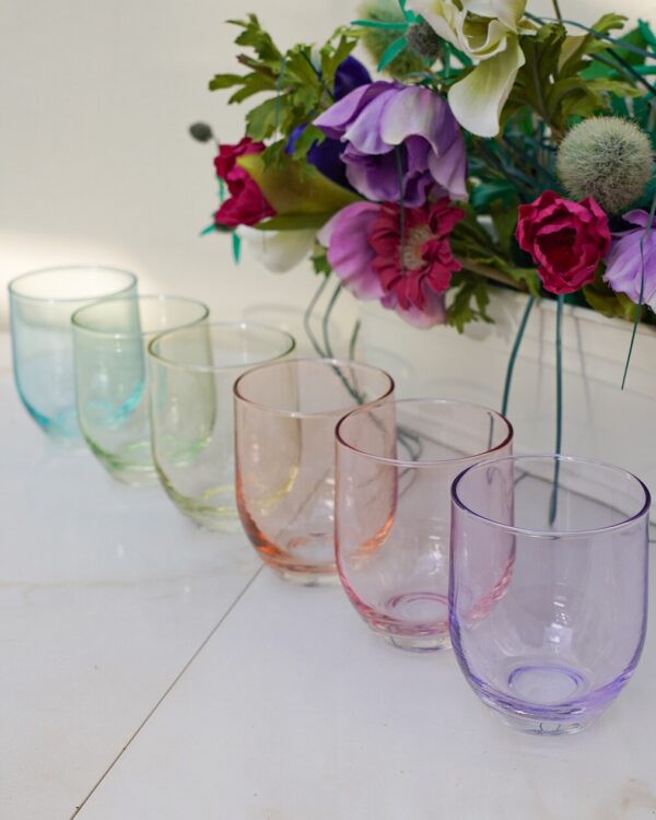 Set da 6 Bicchieri Retró in Vetro Colori Pastello