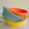 Cestino Portapane Tondo Effetto Vimini in Pvc Colorato