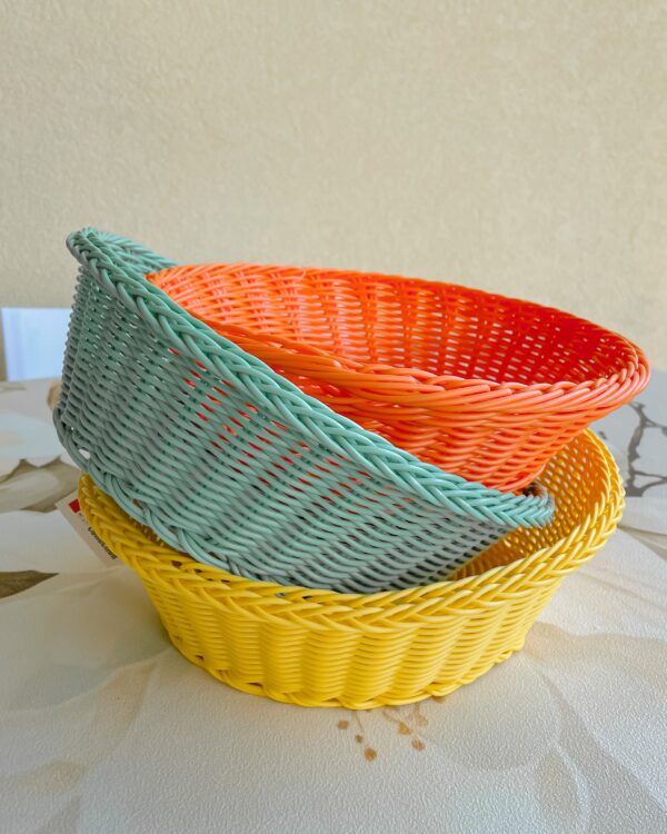 Cestino Portapane Tondo Effetto Vimini in Pvc Colorato