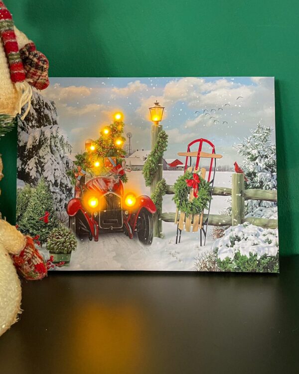 Quadro Natalizio Con Luci Led 30x40 Cm