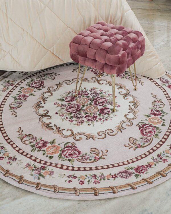 Sgabello Sophie Intrecciato In Velluto e Metallo Rosa Beige Celeste Con Piedi Oro
