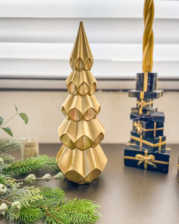 Albero di Natale Dorato Origami Decorazione Natale