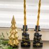 Set Due Porta Candele Pacchi Regalo Nero e Oro Origami Decorazione Natale