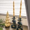 Set Due Porta Candele Pacchi Regalo Nero e Oro Origami Decorazione Natale