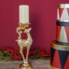 Porta Candela Renna in Resina Oro Decorazione Natale