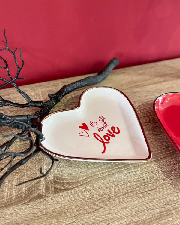 Piatto Svuotatasche Cuore Rosso o Bianco In Ceramica Con Scritta