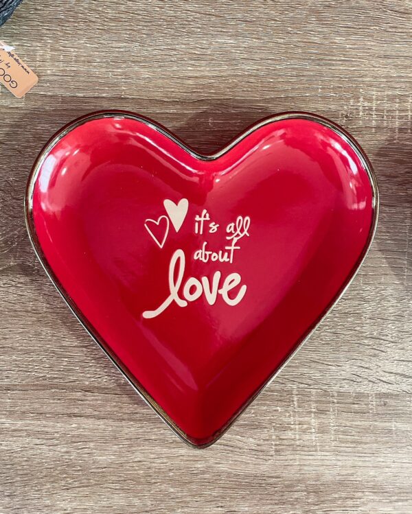 Piatto Svuotatasche Cuore Rosso o Bianco In Ceramica Con Scritta