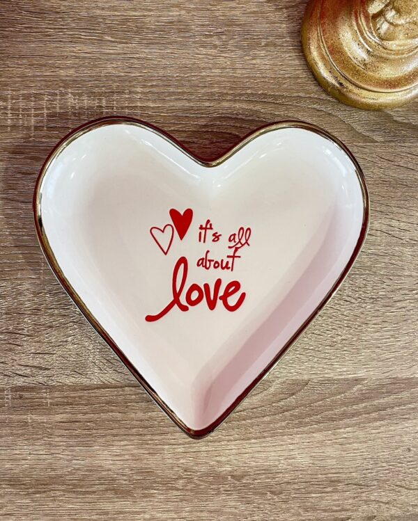Piatto Svuotatasche Cuore Rosso o Bianco In Ceramica Con Scritta