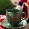 Tazza da Thè Con Piattino Demetra Verde Bosco Nuvole di Stoffa