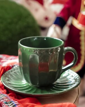 Tazza da Thè Con Piattino Demetra Verde Bosco Nuvole di Stoffa