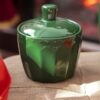 Zuccheriera Con Coperchio Demetra Verde Bosco in Ceramica Nuvole Di Stoffa