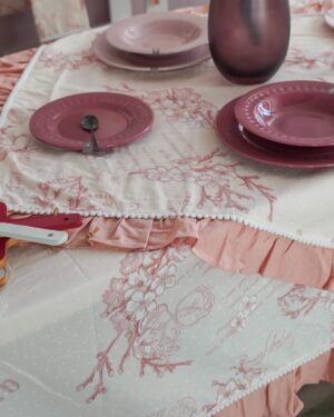 Tovaglia Linea Cashmere Rosa Pesco Preziosa Home