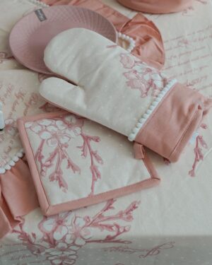 Set Guanto e Presina Linea Cashmere Rosa Pesco Preziosa Home