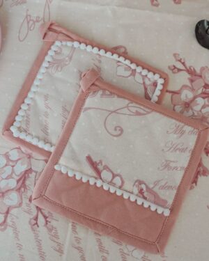 Coppia Presine Cashmere Rosa Pesco Preziosa Home