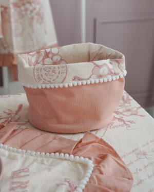 Cestino Porta Pane Linea Cashmere rosa Pesco Preziosa Home