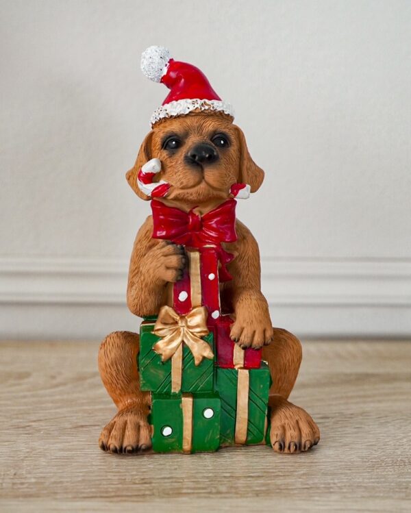 Cagnolino Con Pacchi Regalo e Cappellino Natalizio
