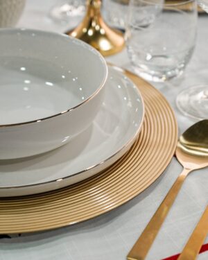 Servizio di Piatti Edge Bianchi con Filo oro Eleganti 12 Pezzi Tognana 4 Posti