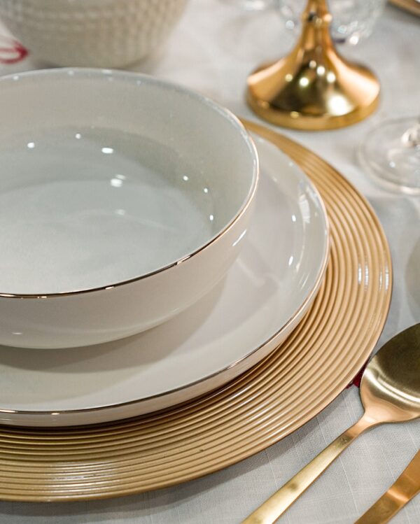 Servizio di Piatti Edge Bianchi con Filo oro Eleganti 12 Pezzi Tognana 4 Posti