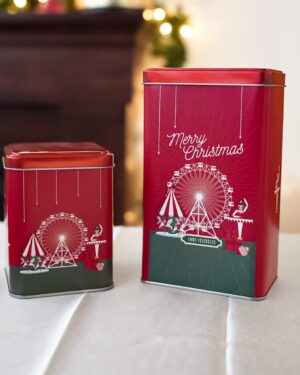 Barattolo Contenitore in Latta Christmas Carol Natalizio Con Coperchio