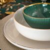 Servizio di Piatti Edge Bianchi con Filo oro Eleganti 12 Pezzi Tognana 4 Posti