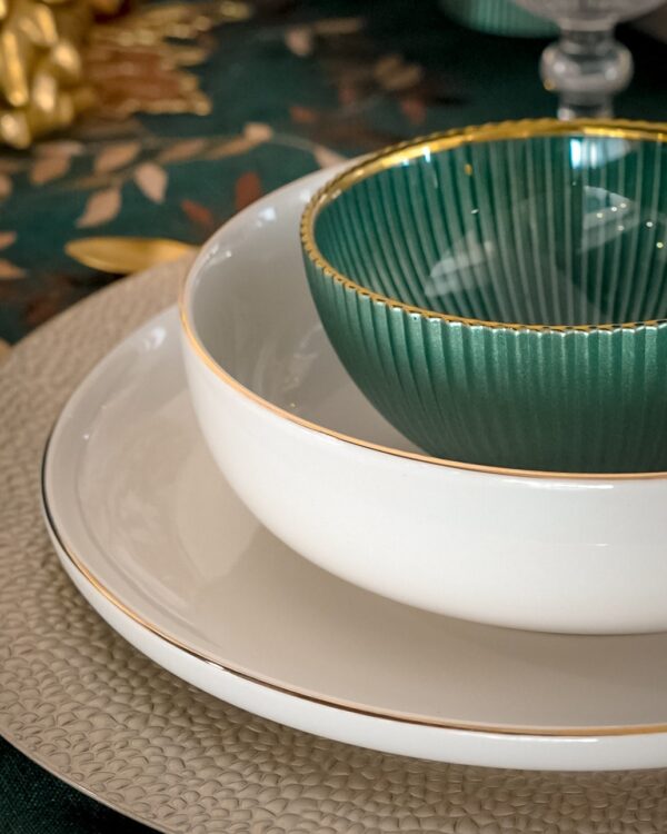 Servizio di Piatti Edge Bianchi con Filo oro Eleganti 12 Pezzi Tognana 4 Posti