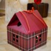 Scatola Regalo Casetta Componibile Tartan Con Manici in Cordoncino