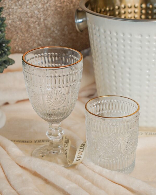 Set 12 Bicchieri Grace Trasparenti Con Filo Oro