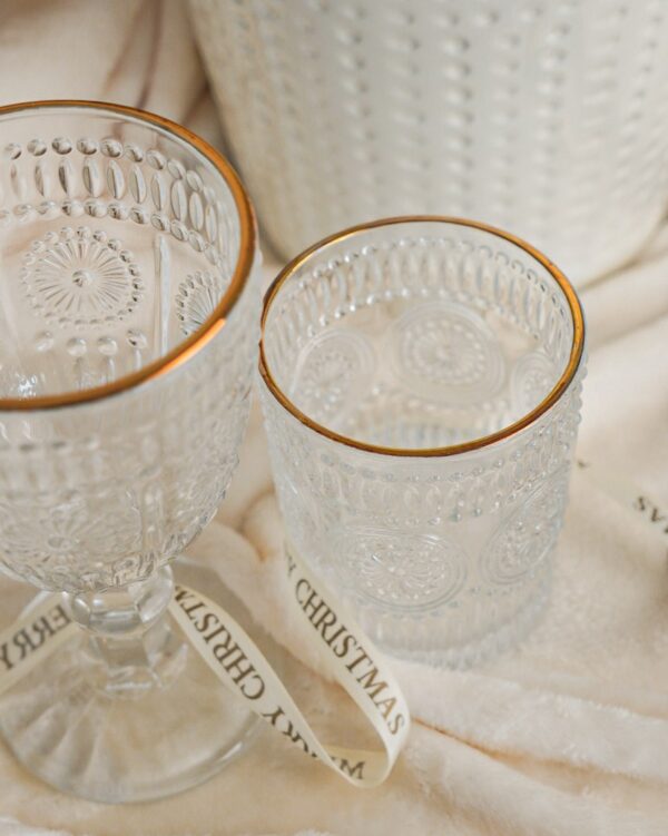 Set 12 Bicchieri Grace Trasparenti Con Filo Oro