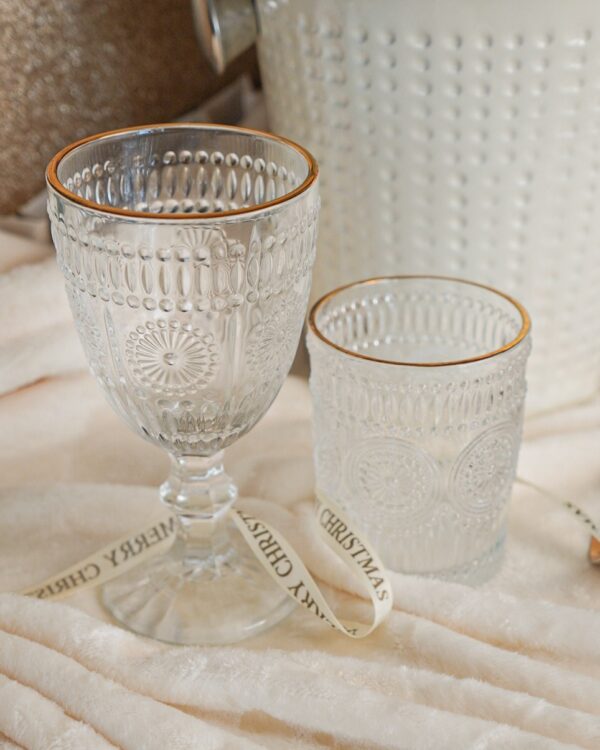 Set 12 Bicchieri Grace Trasparenti Con Filo Oro