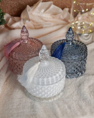 Cofanetto in Vetro A Punta Diamante Con Pendaglio Bianco Rosa Blu