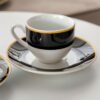 Set Tazzine da Caffè Onyx Bianche e Nere Con Piattino 6 Pezzi