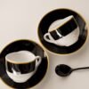 Set Tazzine da Caffè Onyx Bianche e Nere Con Piattino 6 Pezzi