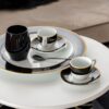 Set Tazzine da Caffè Onyx Bianche e Nere Con Piattino 6 Pezzi