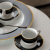Set Tazzine da Caffè Onyx Bianche e Nere Con Piattino 6 Pezzi