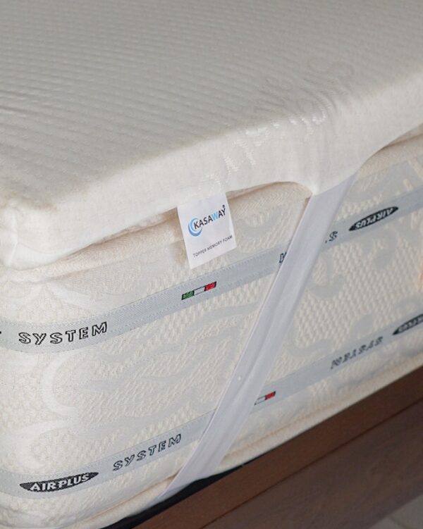 Topper Per Materasso Lastra Intera Memory Foam 5 Cm Con Zip e 4 Elastici