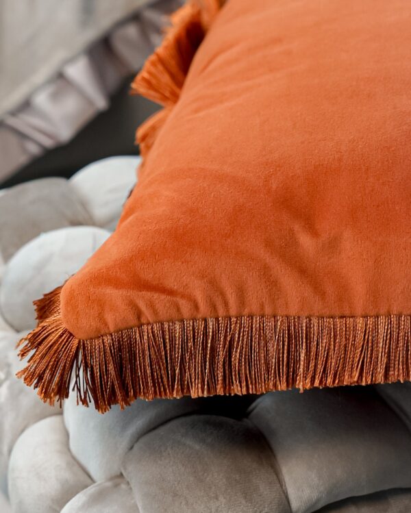 Cuscino Maison in Velvet Con Frangia Sfoderabile 42x42Cm