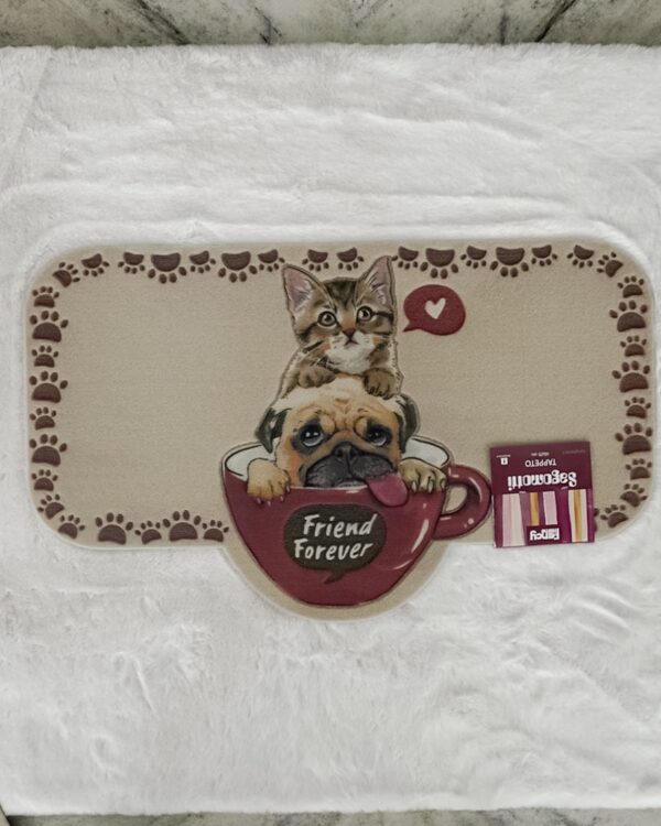 Zerbino Sagomotto Tema Cani e Gatti 45x75 Cm Retro in PVC