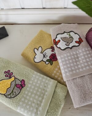Set 3 Strofinacci Easter Vingi Ricami Spugna di Cotone 100%