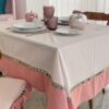 Tovaglia Ikebana Trattamento Idrorepellente Con Balza in Lino
