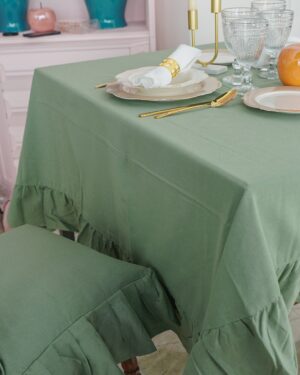 Tovaglia Frill Tinta Unita Con Frill Gigante Preziosa Luxury Home