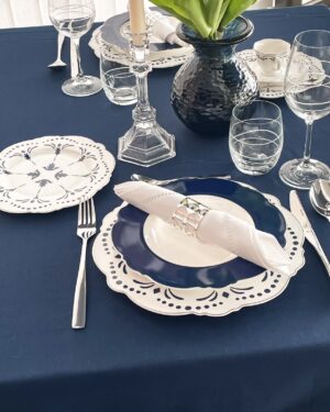 Servizio di Piatti Lord Bianchi e Blu Preziosa Luxury 18 Pezzi